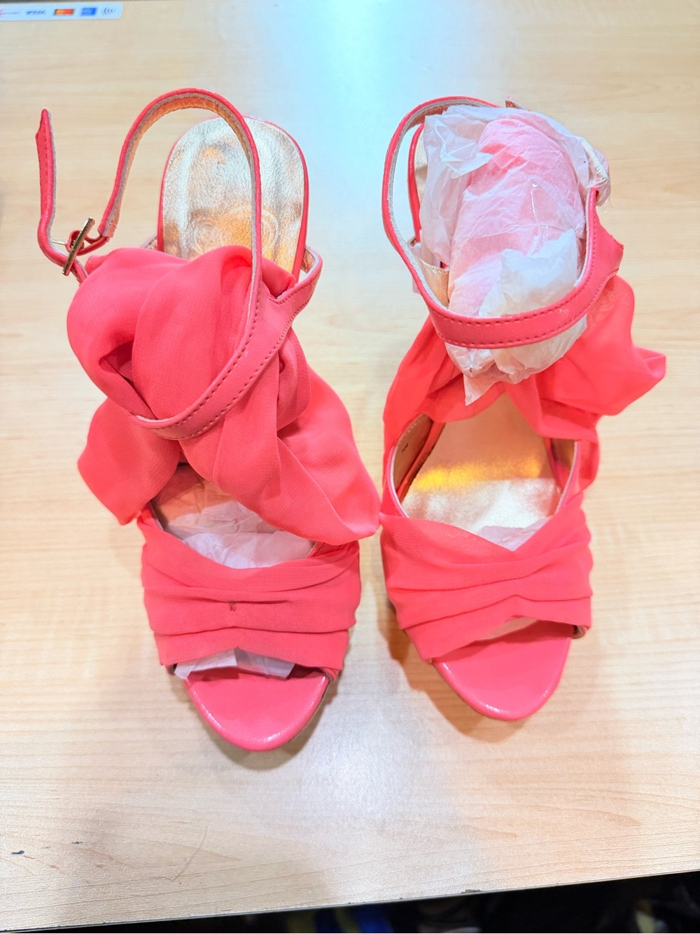 Coral Pink Knotted Slingback Heels for Women